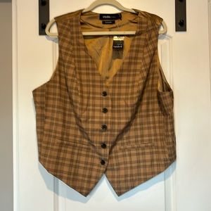 Plaid button down vest